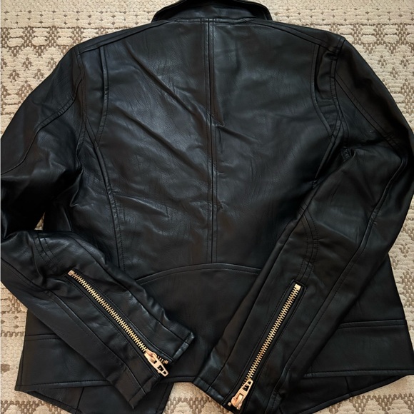 Blank NYC Black Leather Jacket with Gold Zippers - Picture 2 of 3